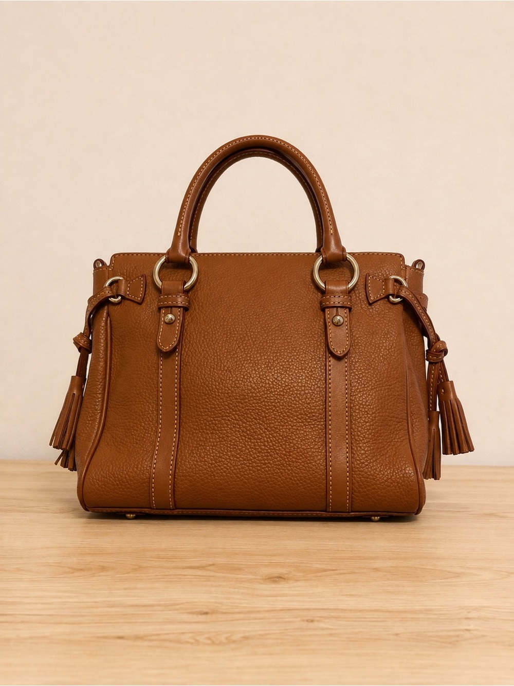 Dooney & Bourke Brown Pebbled Leather Satchel - Picture 3 of 6